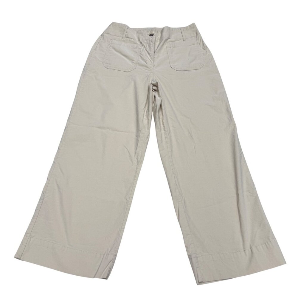 Nicole Millar NY Women's Wide Leg Beige Pants Front Patch Pockets, Size 8 - Picture 1 of 11